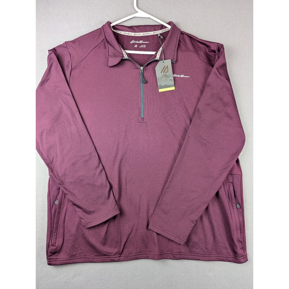 Eddie Bauer Motion Mens XL Half Zip Pullover Shirt Purple EA32KT017 NWT